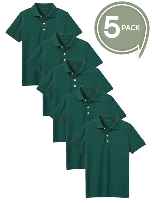 5-Pack School Uniform Tagless Polo Tshirt for Little Boys & Big Boys